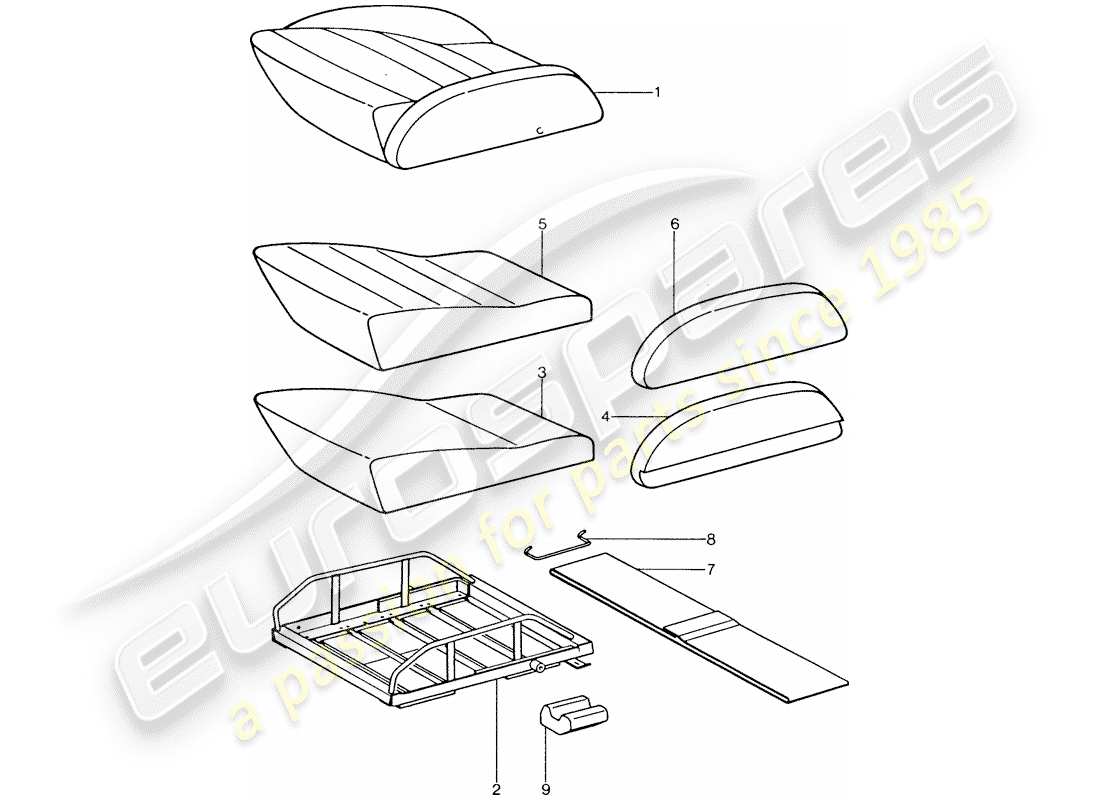 porsche 1977 (911) sports seat - seat cushion - single parts part diagram