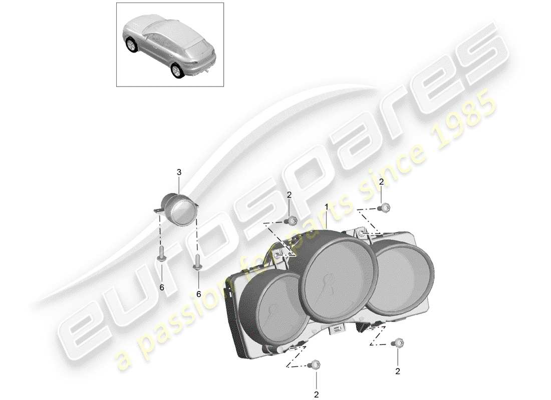 porsche 2018 (macan) instrument cluster part diagram