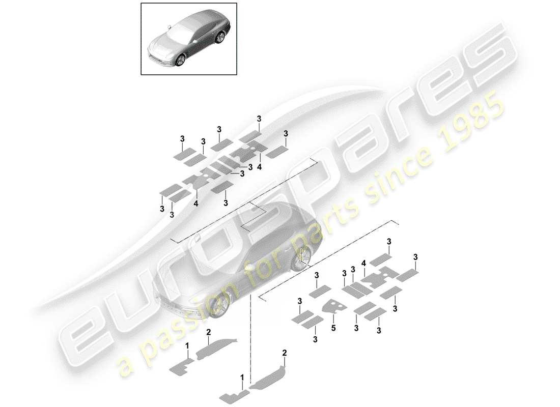 porsche 2019 (panamera 971-1) sound absorber part diagram