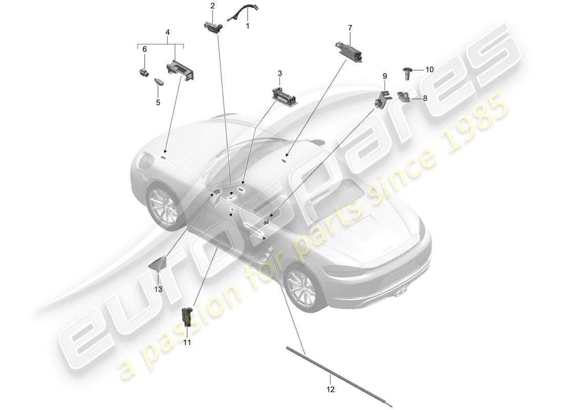 porsche 2018 (718 boxster) interior lighting part diagram
