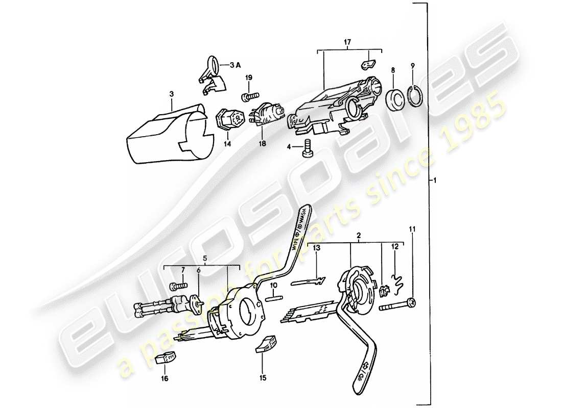 porsche 1984 (924) steering column switch - steering lock - d >> - mj 1980 part diagram