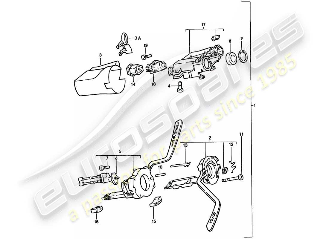 porsche 924 (1984) steering column switch - steering lock - d >> - mj 1980 parts diagram