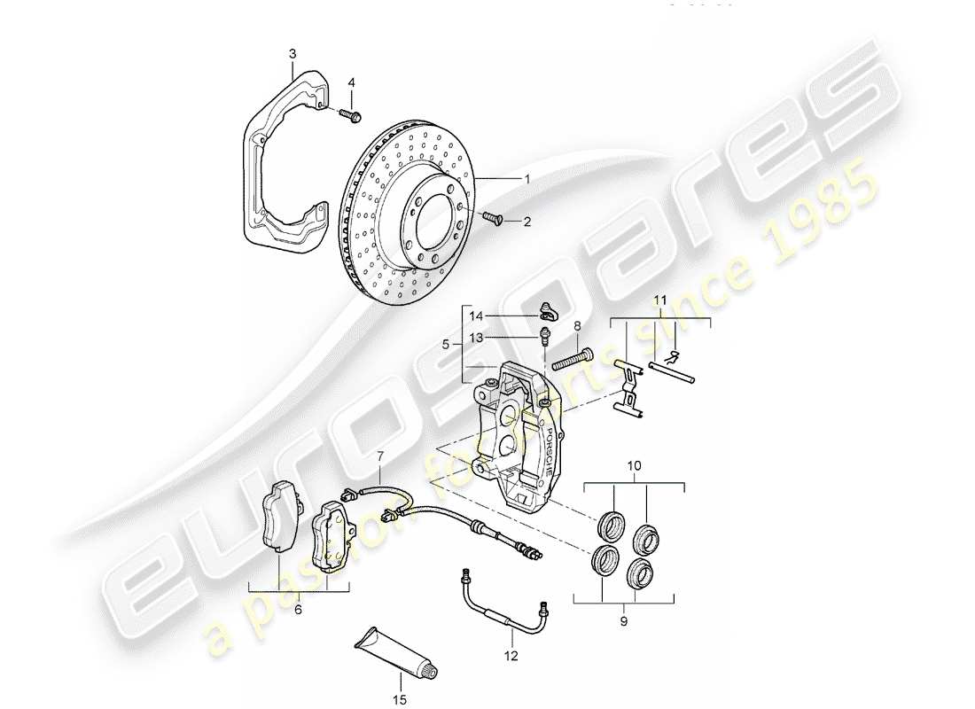 porsche 2005 (997-1) disc brakes part diagram