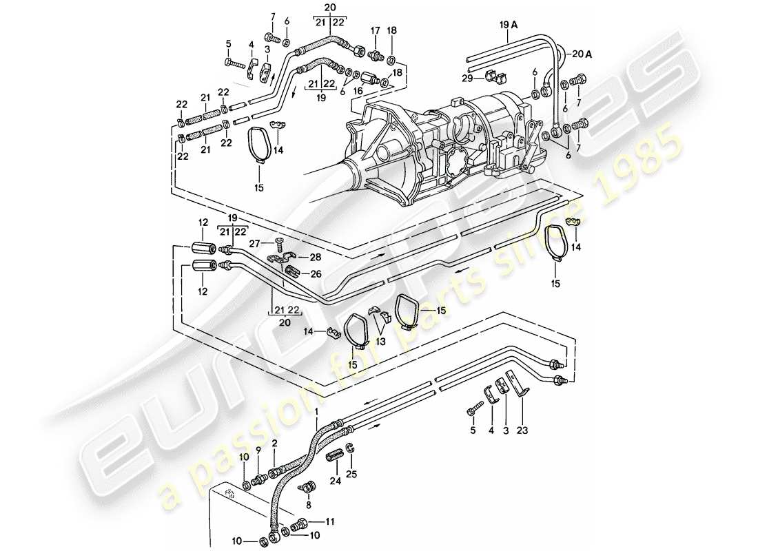 porsche 1988 (924s) oil cooling - automatic transmission part diagram