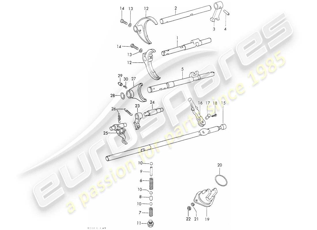 porsche 1970 (911) shift rods - shift forks - typ 925 - sportomatic - d - mj 1972>> part diagram