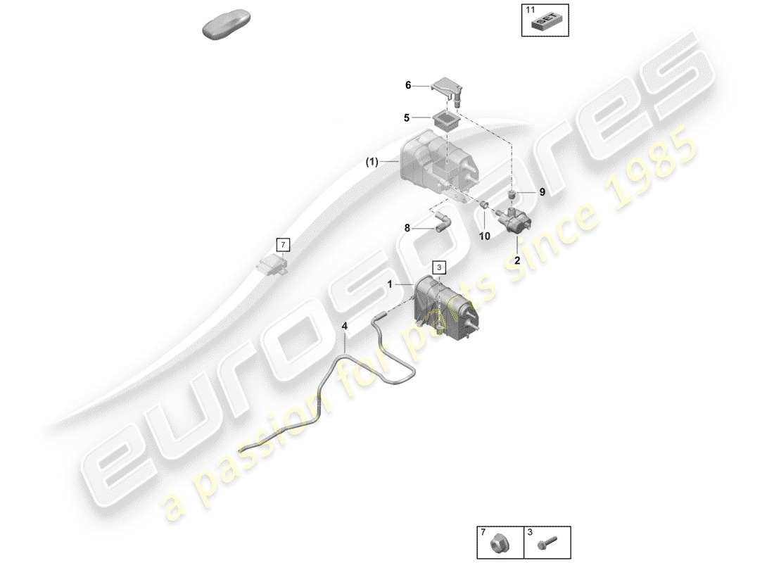 porsche 2020 (718 boxster spyder) evaporative emission canister parts diagram