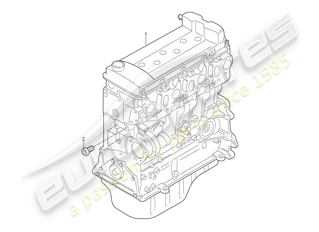 porsche 2003 (cayenne e1 9pa) base engine comprising: valve cover cylinder head crankcase housing crank drive oil sump d - mj 2004>> part diagram