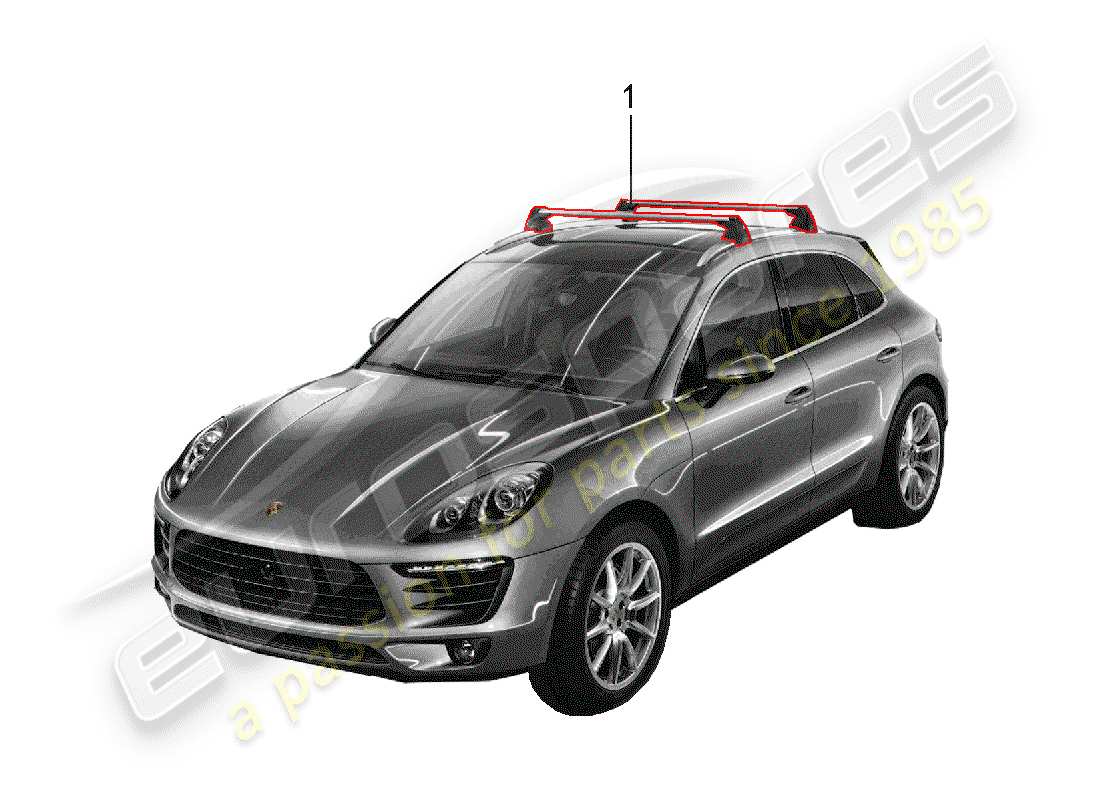 porsche 2020 (tequipment macan) roof luggage rack part diagram