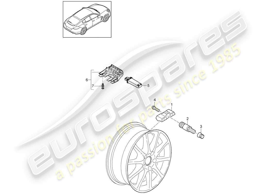 porsche 2013 (panamera 970) tire pressure control system part diagram