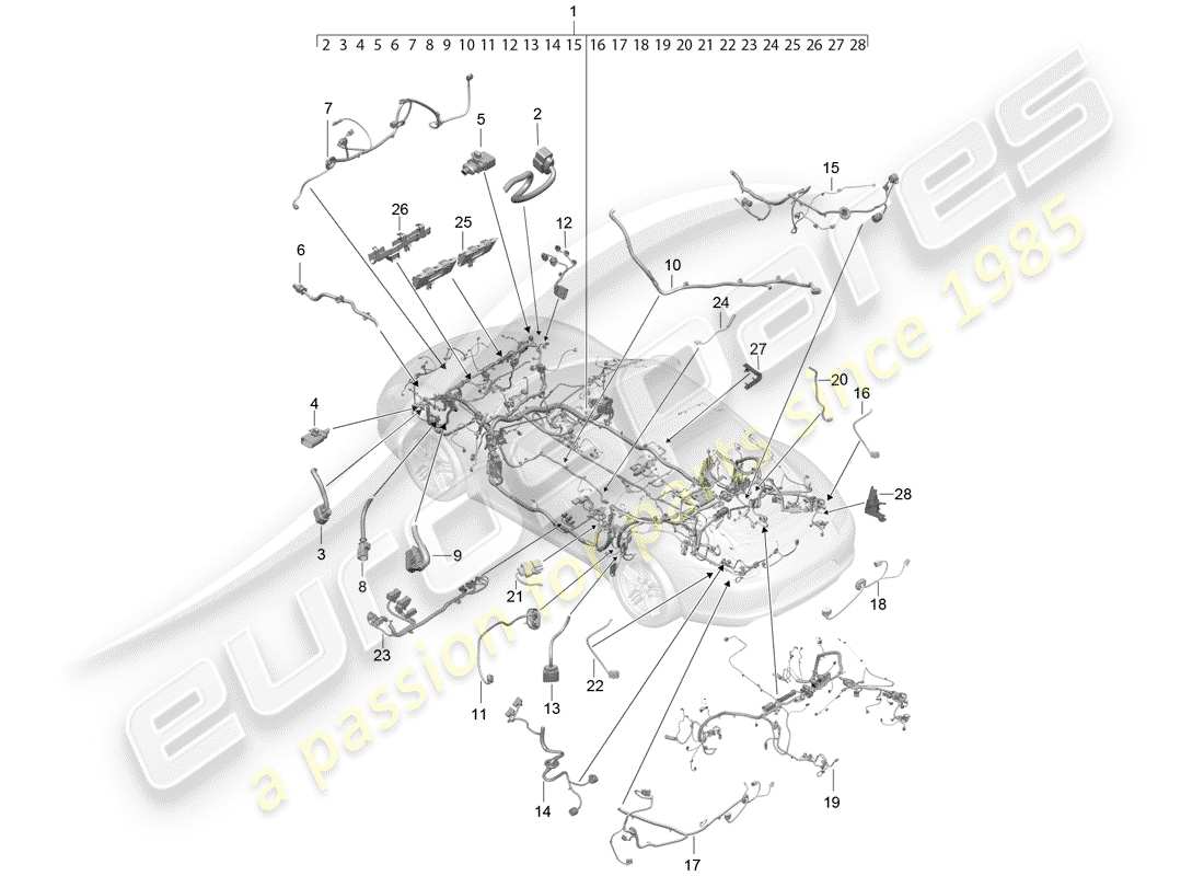 porsche 2019 (991-2) wiring harnesses part diagram
