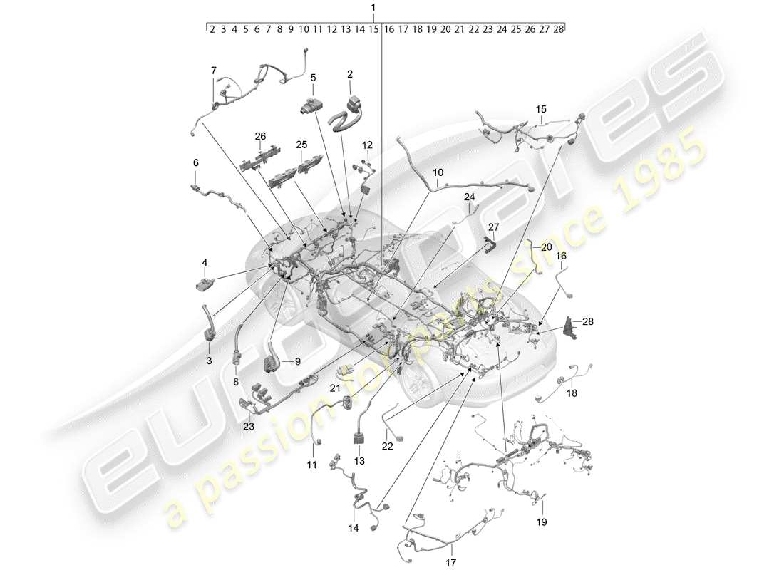 porsche 991 gen. 2 (2019) wiring harnesses part diagram