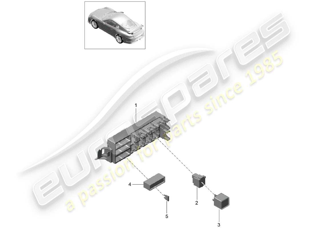porsche 991r/gt3/rs (2014) fuse box/relay plate part diagram