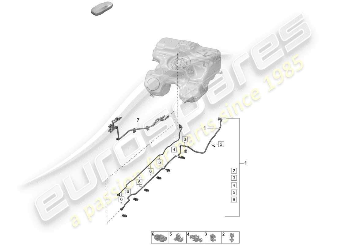 porsche 2020 (992-1) fuel line parts diagram