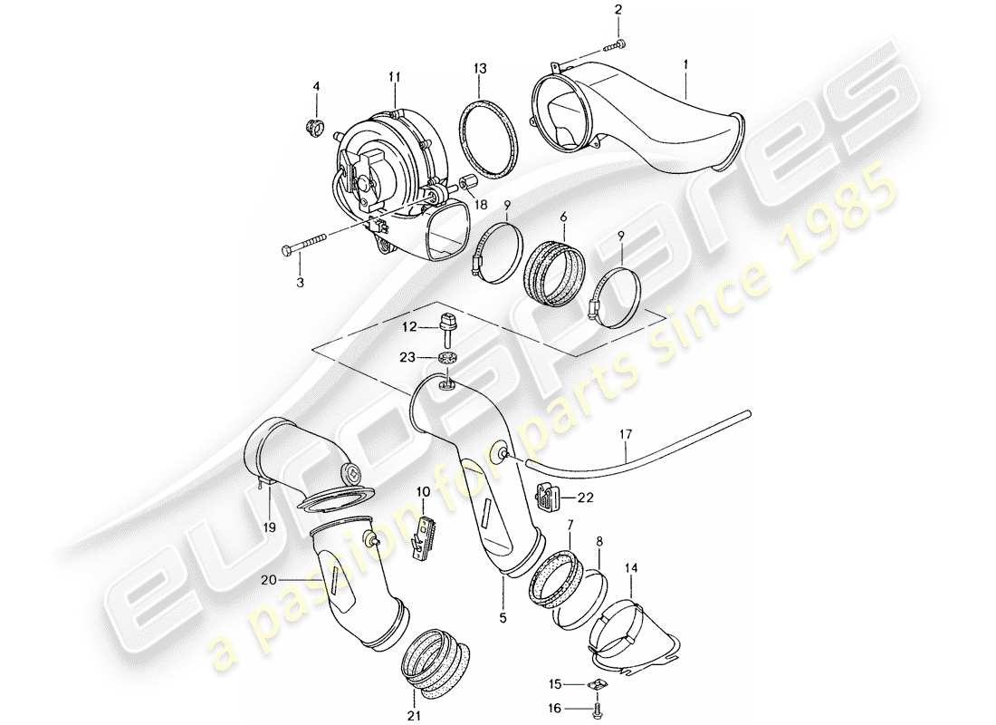porsche 1998 (993) additional blower parts diagram