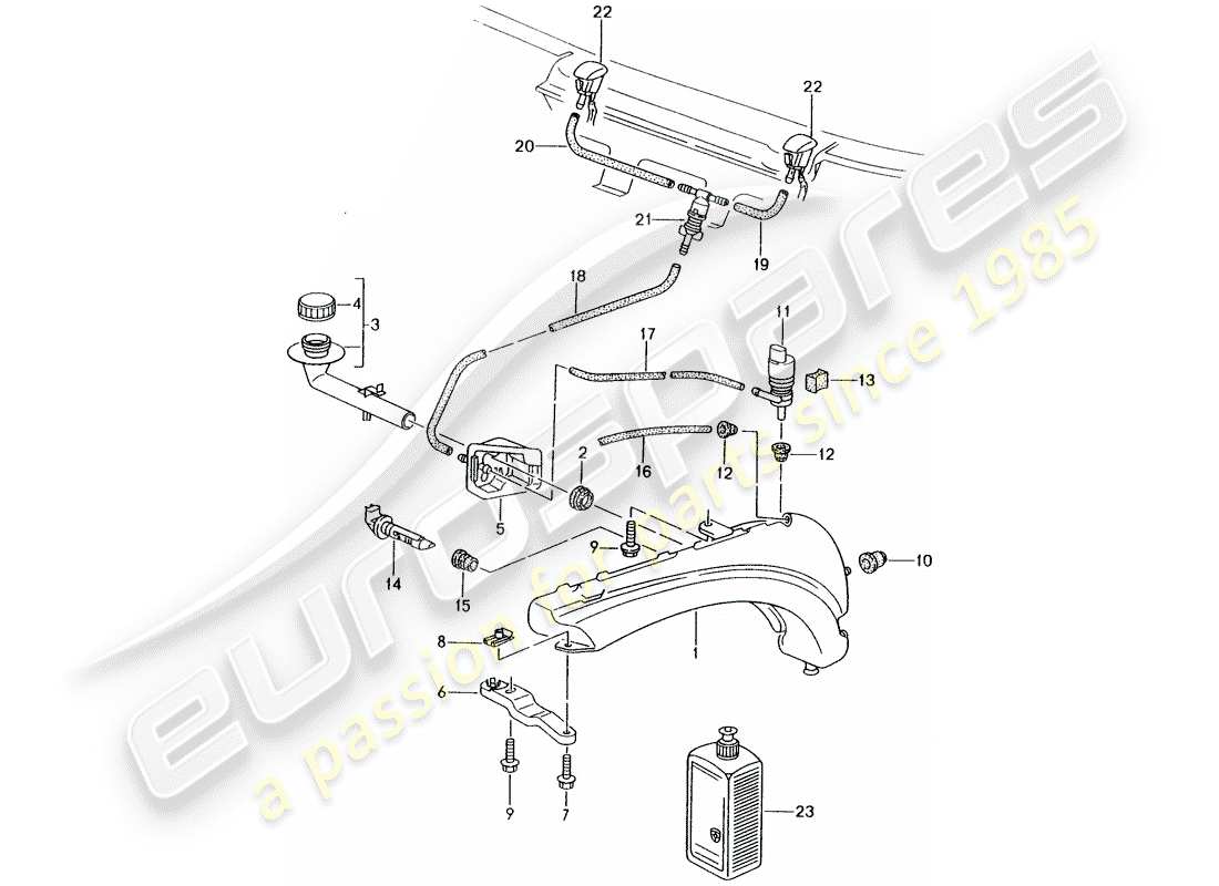 porsche 2004 (996) windshield washer unit part diagram