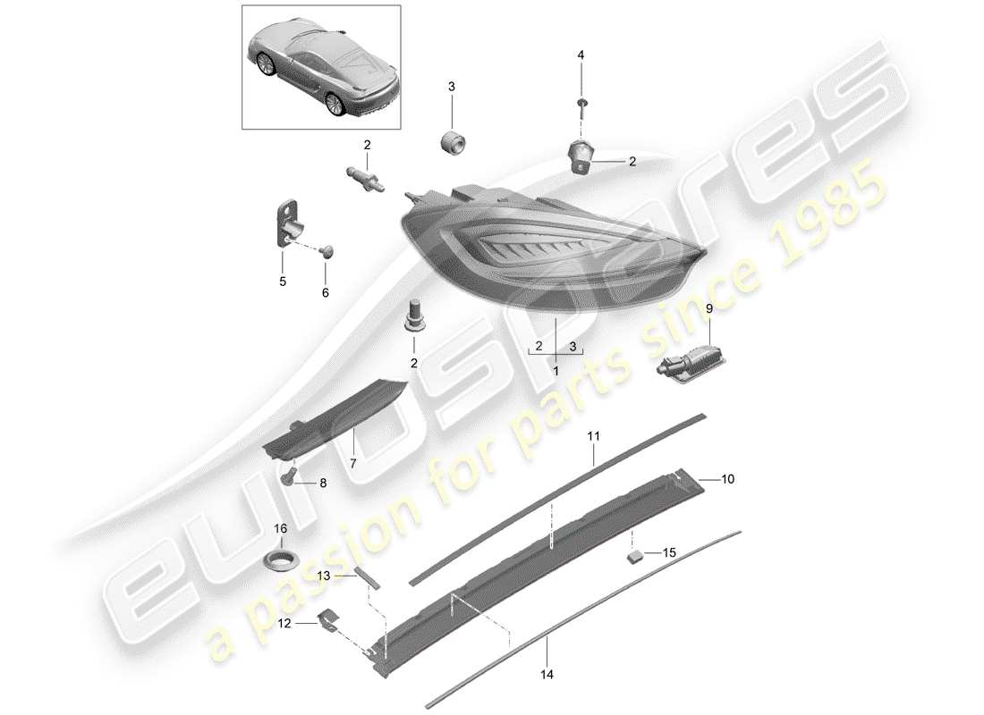 porsche 2016 (981 cayman gt4) rear light part diagram