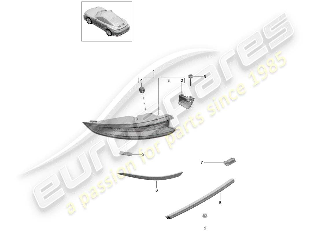 porsche 2015 (991-1 turbo) rear light part diagram