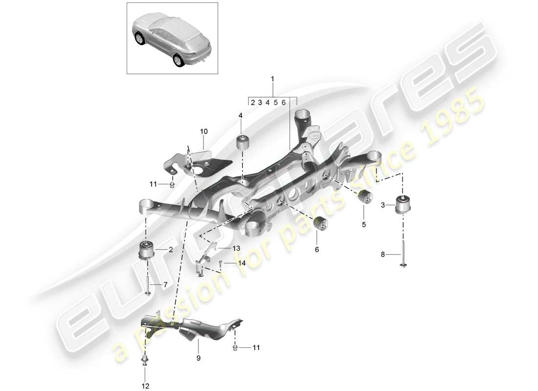 porsche macan (2018) rear axle part diagram