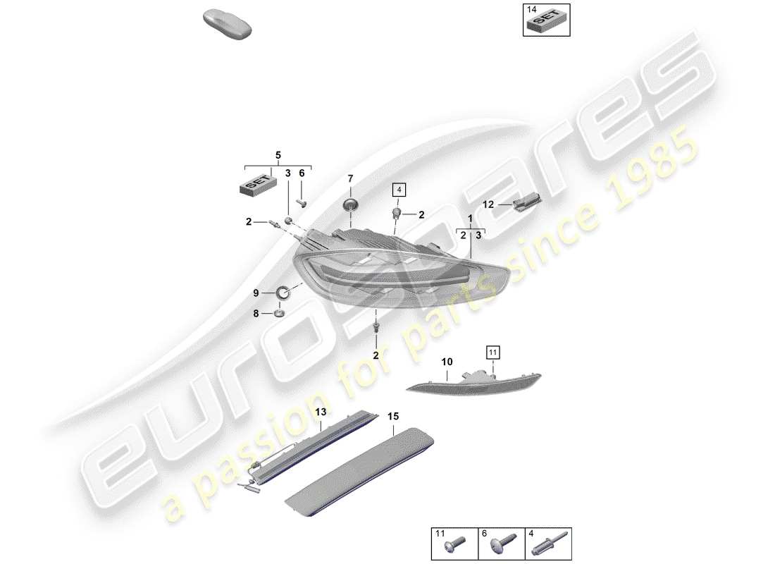 porsche 2020 (718 boxster spyder) rear light parts diagram