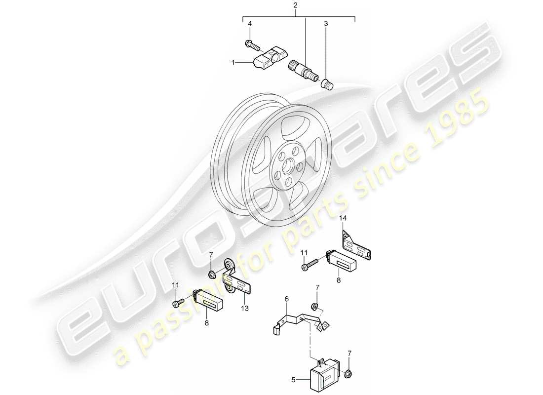 porsche 2007 (987 cayman) tire pressure control system part diagram
