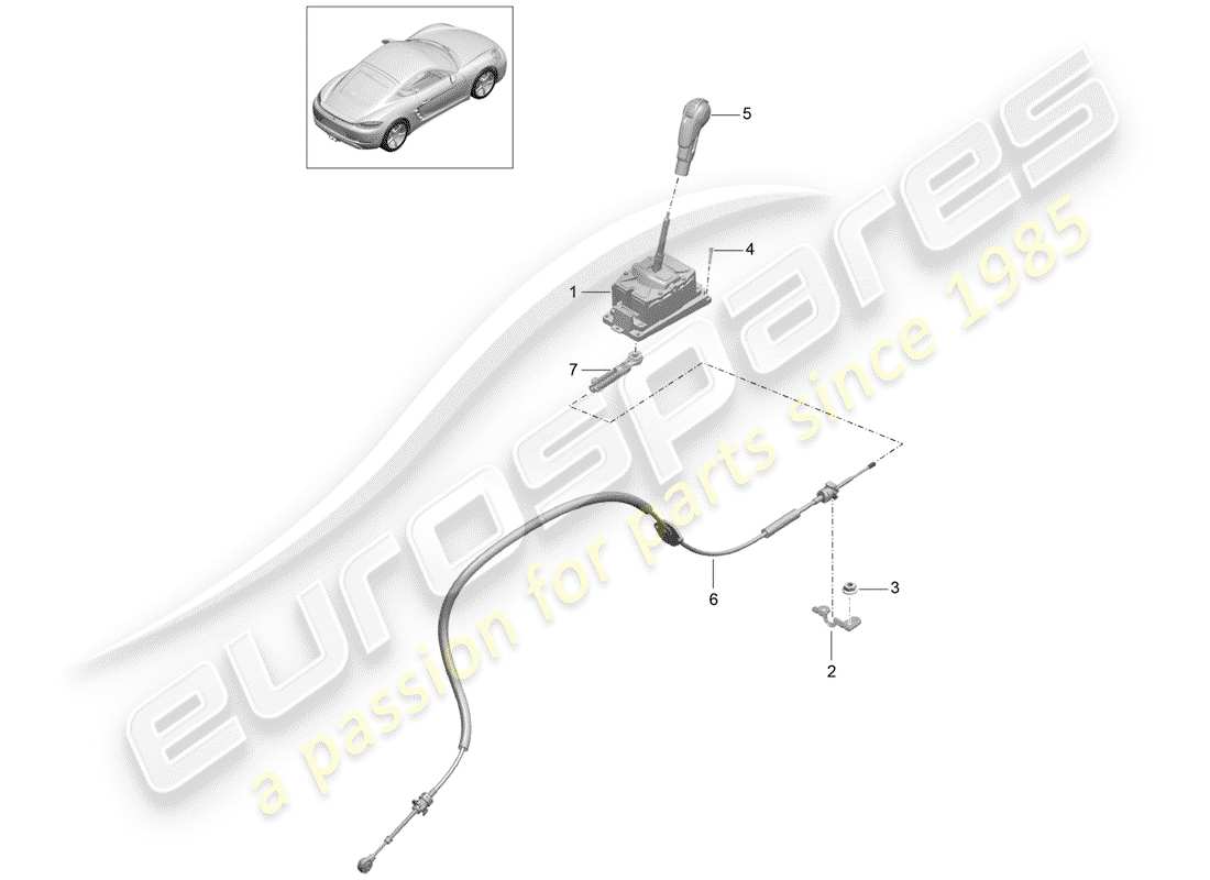 porsche 718 cayman (2018) selector lever part diagram