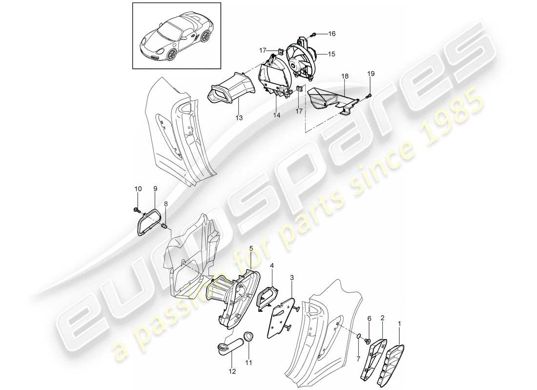 porsche 2009 (987 boxster) ventilation part diagram