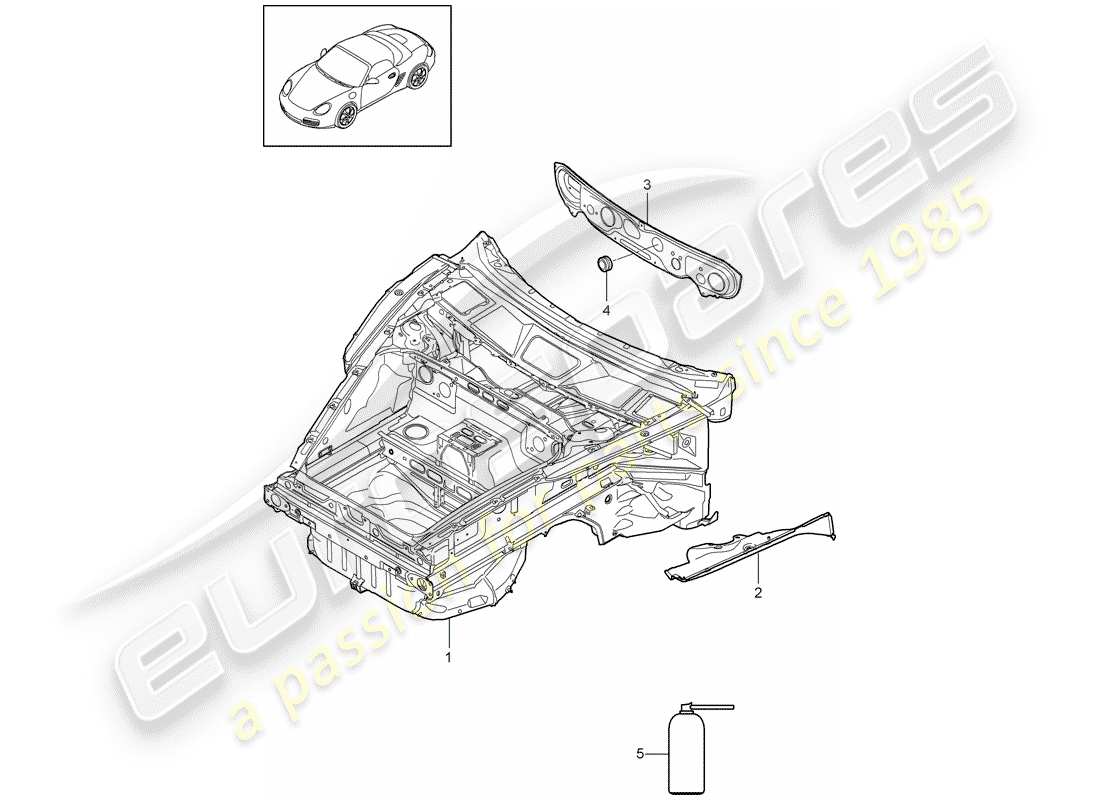 porsche 2012 (987 boxster) front end part diagram