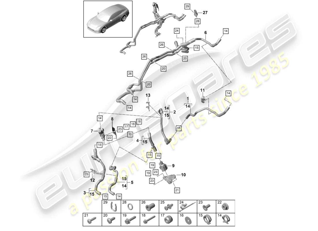 porsche 2019 (panamera 971-1) heater right side member hybrid parts diagram