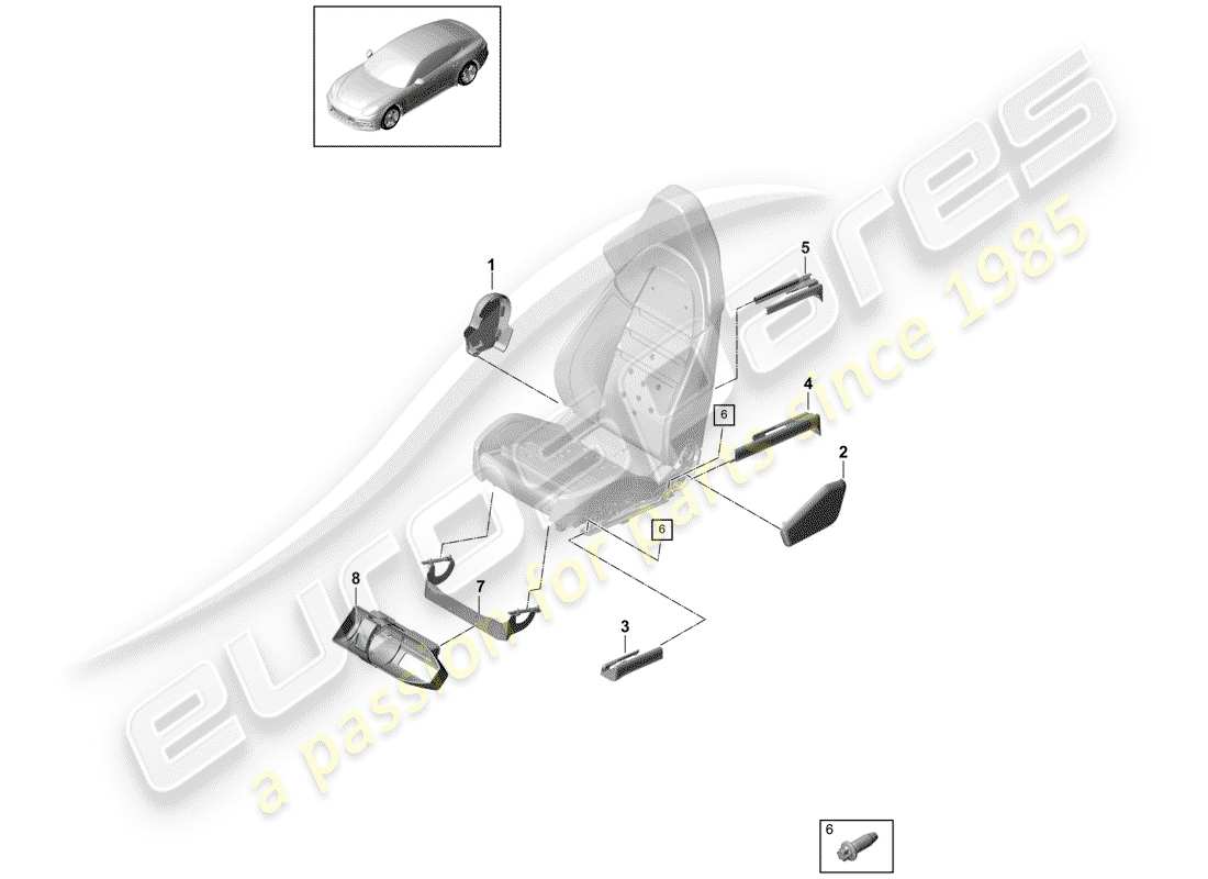 porsche 2017 (panamera 971-1) seat part diagram
