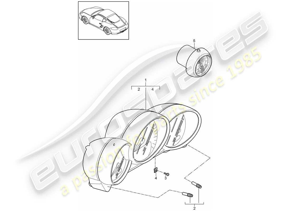 porsche 2011 (987 cayman) instruments part diagram