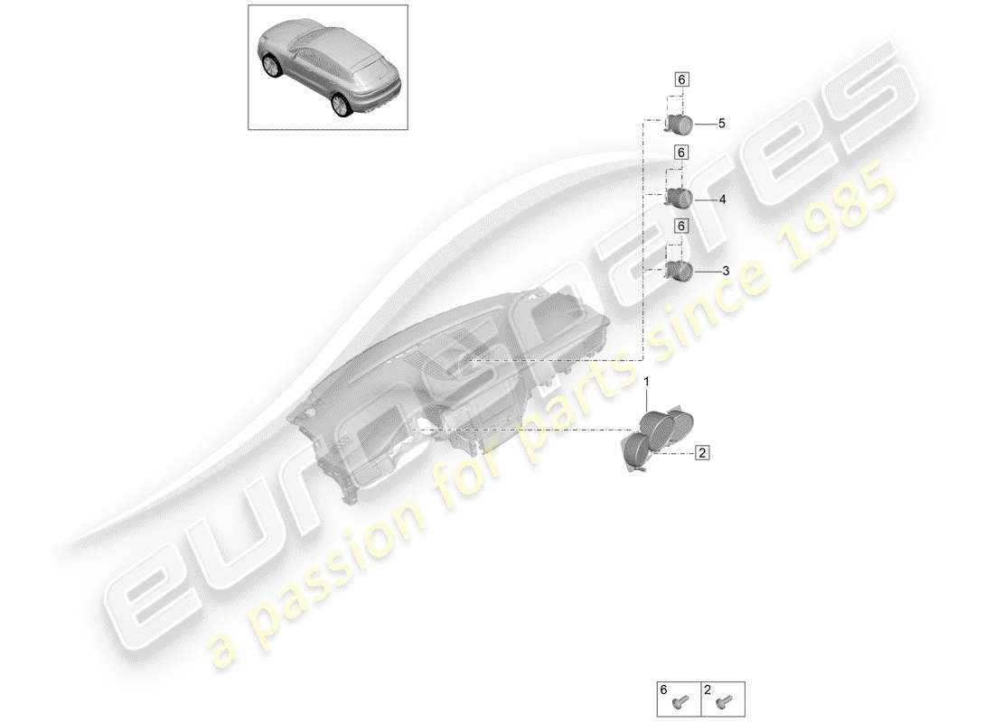 porsche 2020 (macan) instrument cluster part diagram