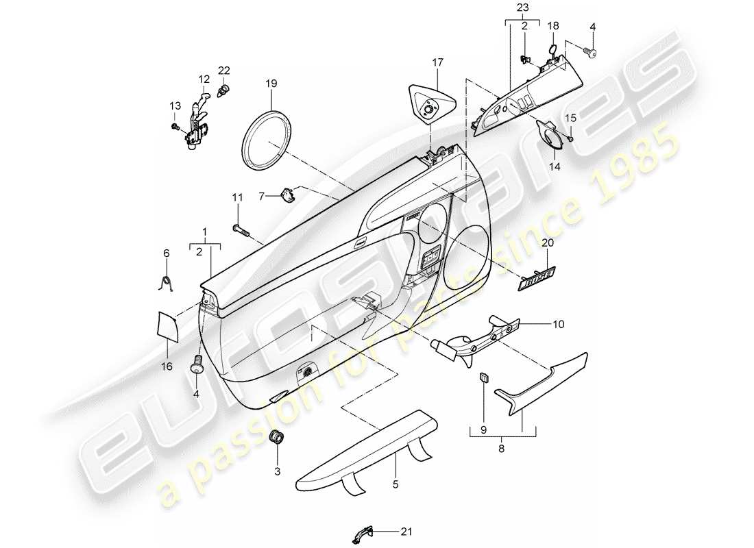 porsche 2008 (987 cayman) door panel part diagram