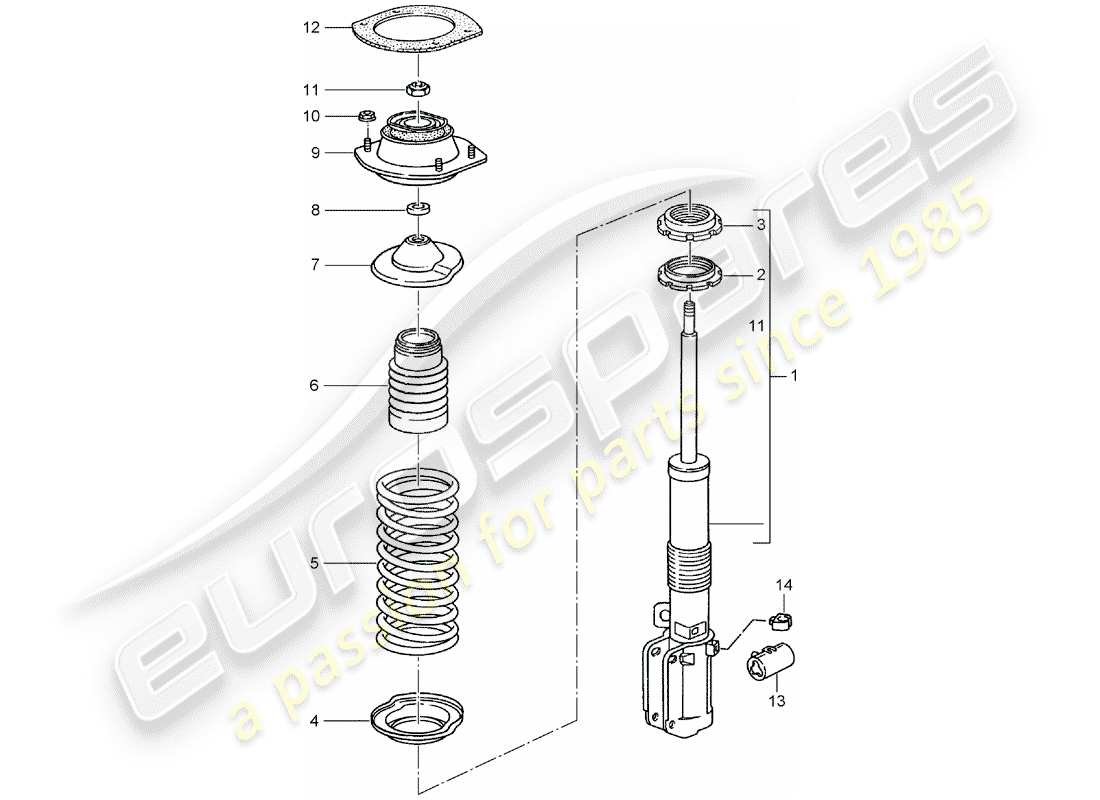 porsche 1995 (993) suspension - shock absorber strut - new design - see technical information - group 4 - nr. 145/15 - nr. 7/16 - modification - accessories - attention part diagram