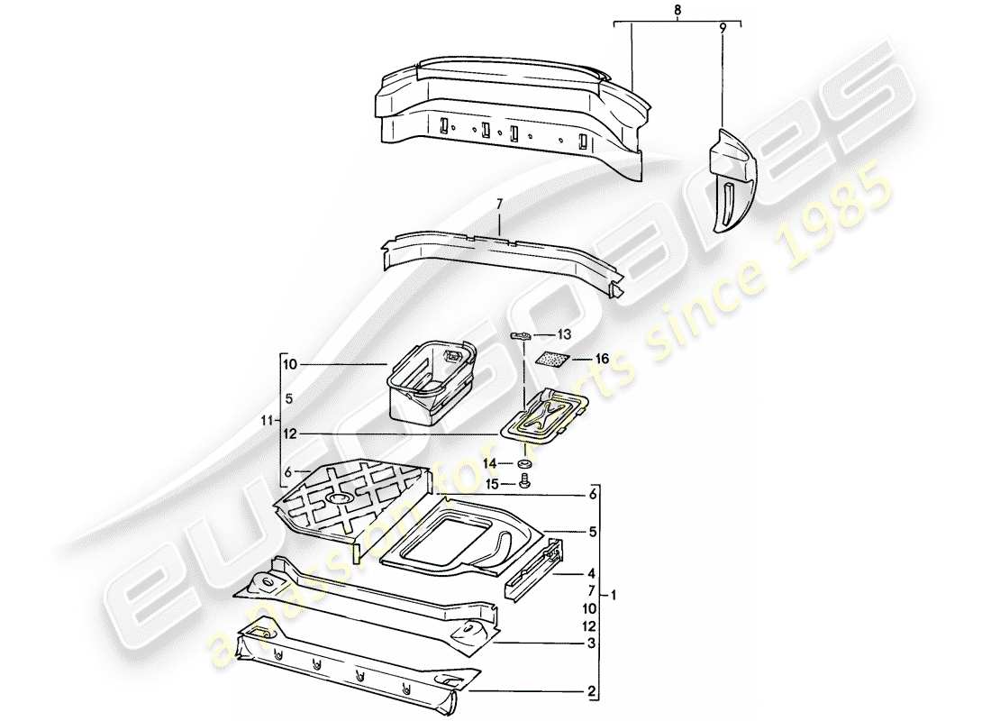 porsche 1979 (928) frame - rear end part diagram