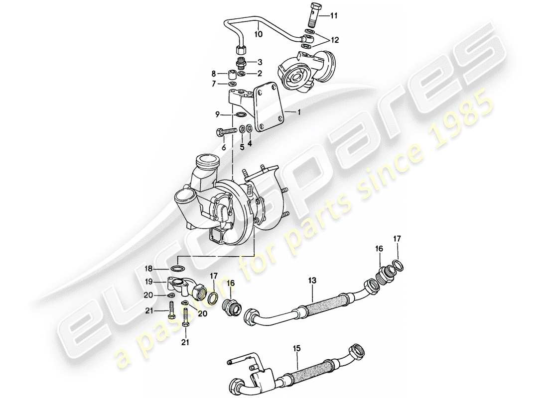 porsche 1978 (924) engine lubrication - exhaust gas turbocharger part diagram