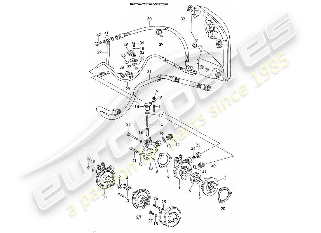 porsche 1969 (911/912) oil supply - for - torque converter - sportomatic part diagram
