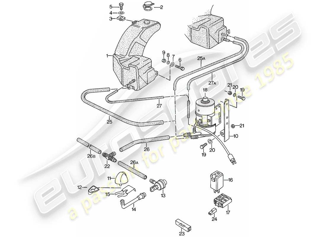 porsche 1977 (924) headlight washer system - d >> - mj 1978 part diagram