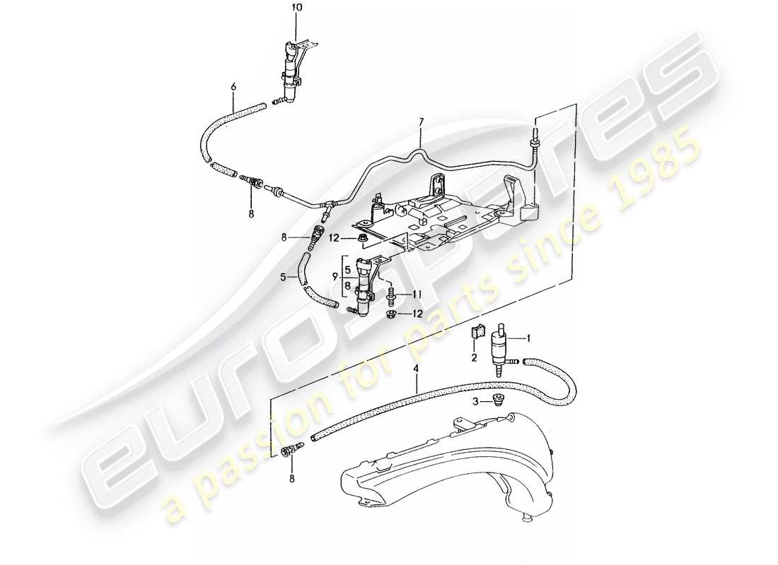 porsche 2005 (996) headlight washer system - d >> - mj 2001 part diagram