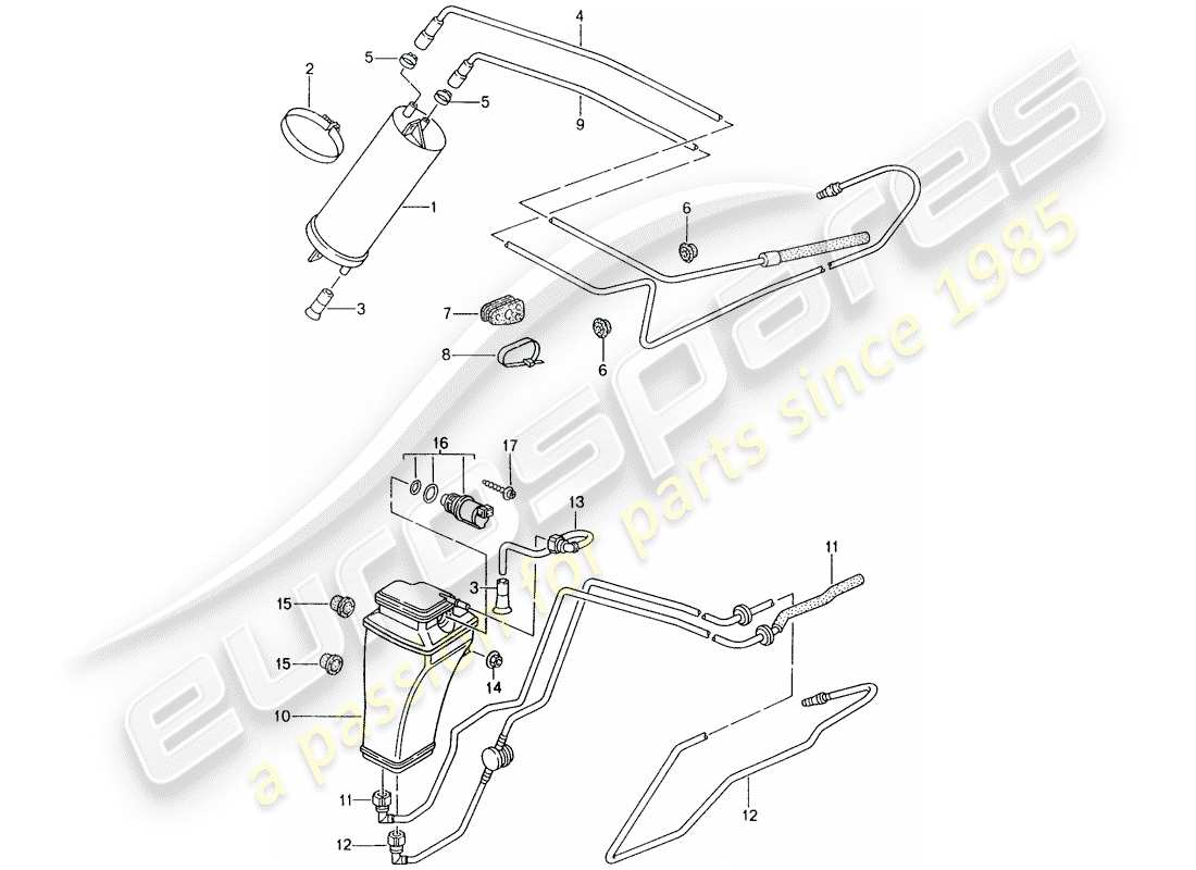 porsche 1998 (993) evaporative emission canister parts diagram