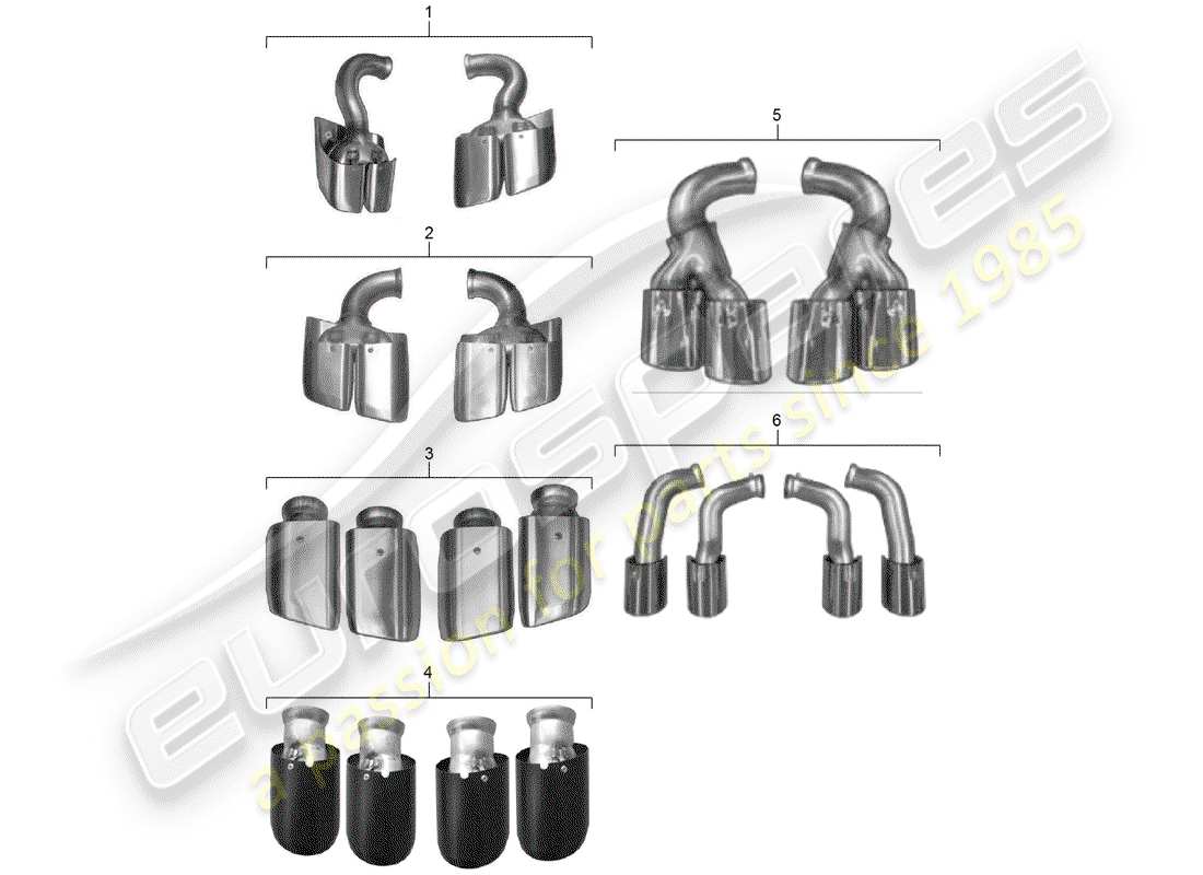 porsche 2020 (tequipment cayenne) tailpipe part diagram