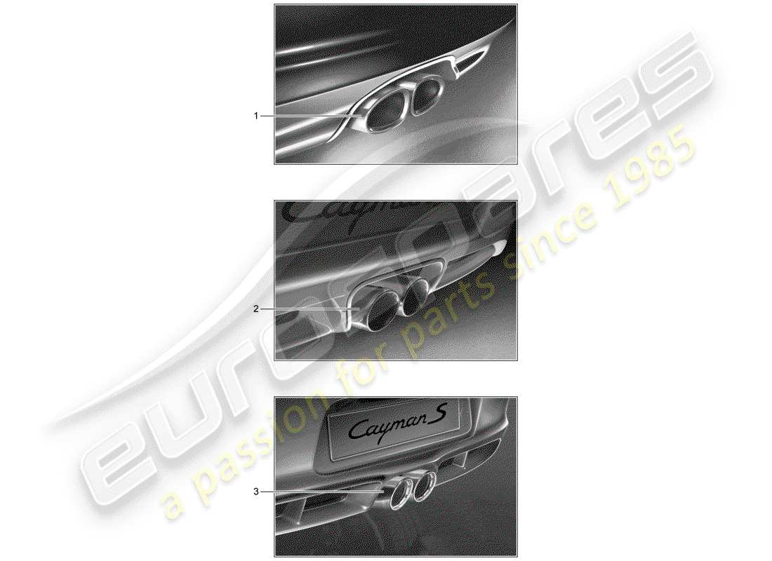 porsche 2005 (tequipment) sports tailpipe part diagram