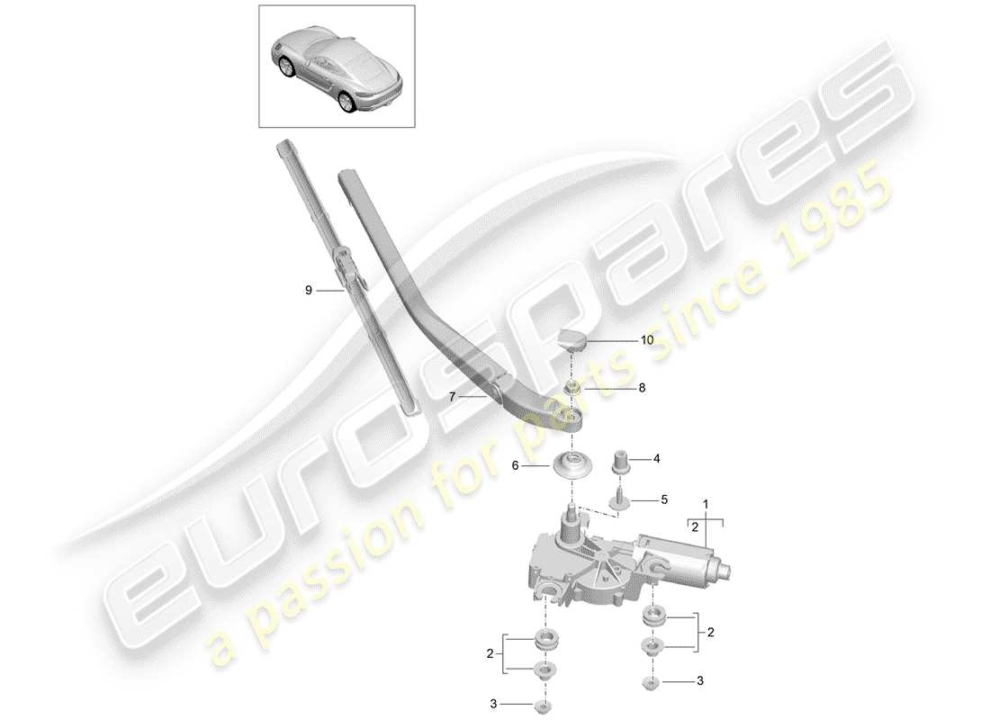 porsche 2017 (718 cayman) rear window wiper part diagram