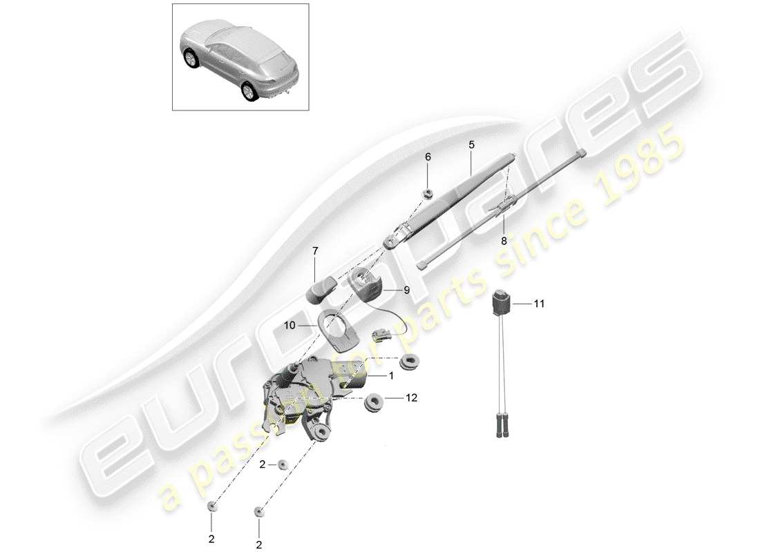 porsche 2017 (macan) rear window wiper part diagram