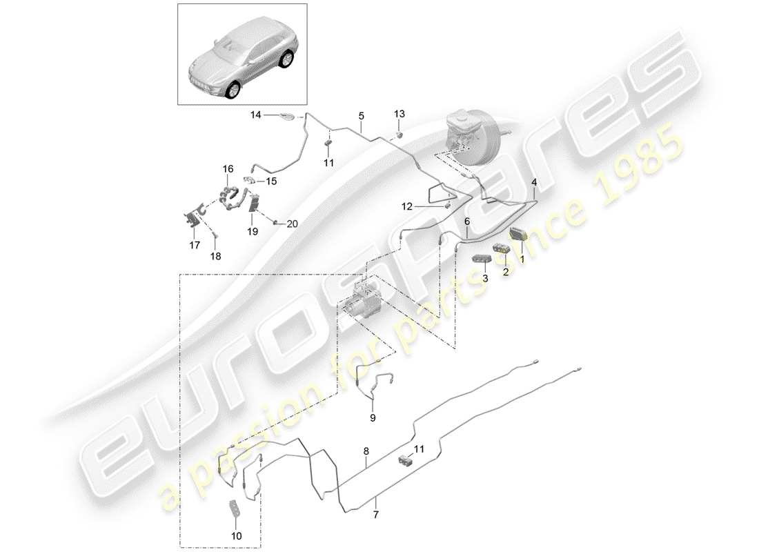 porsche macan (2017) brake line part diagram