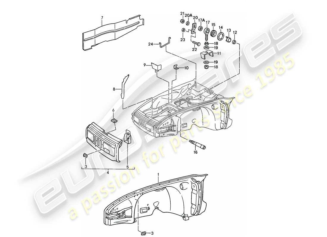 porsche 1987 (911) special model - flatnose design - interior panelling part diagram