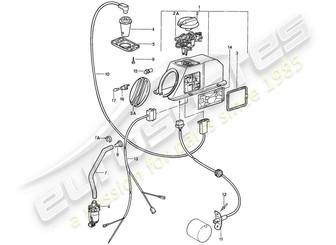 porsche 1986 (911) heating system 1 part diagram