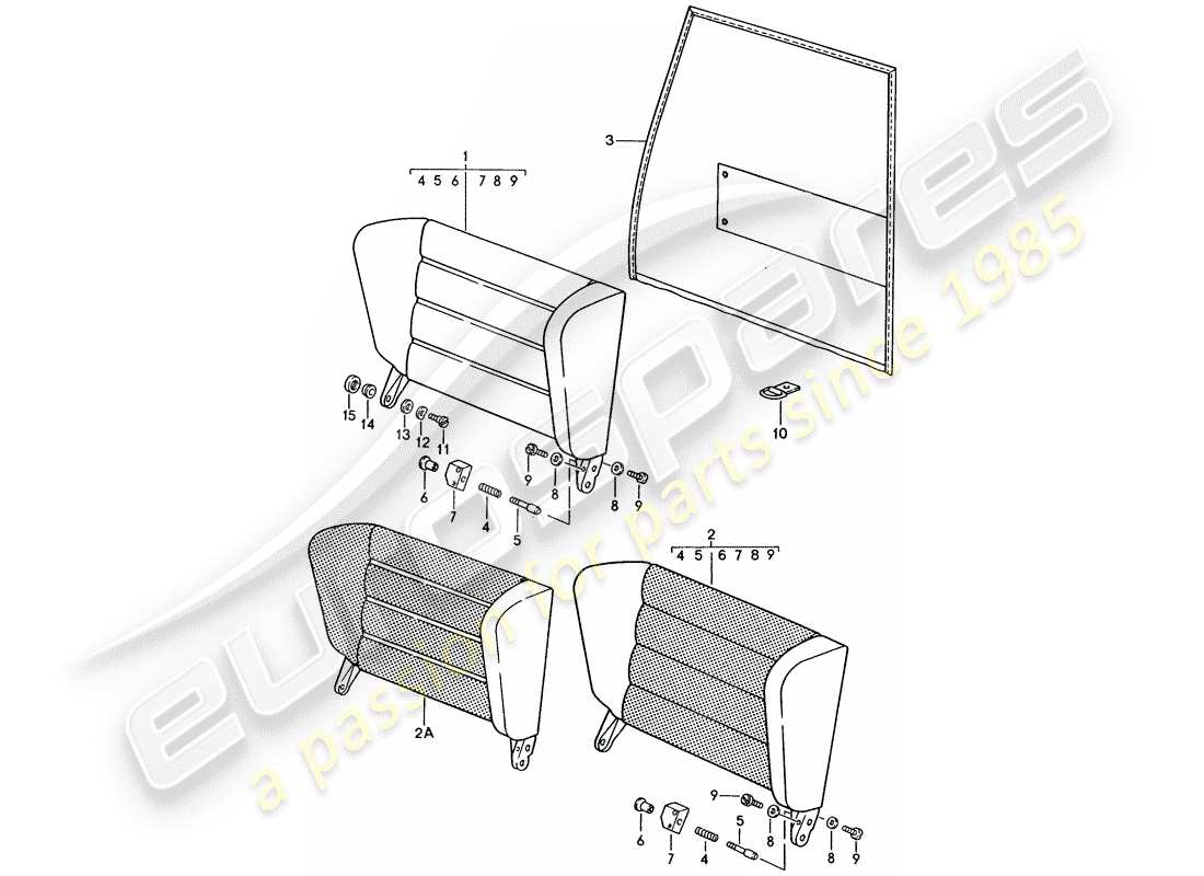 porsche 1984 (911) emergency seat - backrest part diagram