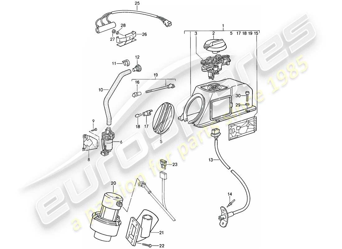 porsche 1987 (911) heater - additional blower part diagram