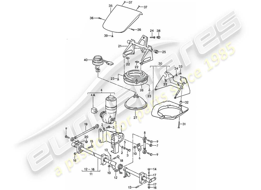 porsche 1987 (911) special model - flatnose design - pop-up headlight part diagram