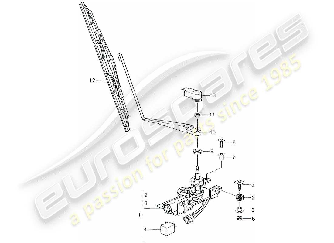 porsche 2004 (996) rear window wiper part diagram